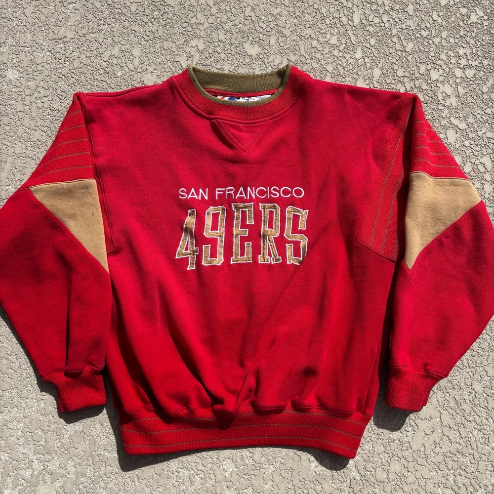 Vtg 80s San Francisco 49ers Starter Red Gold Embroidered Sweatshirt Men Large